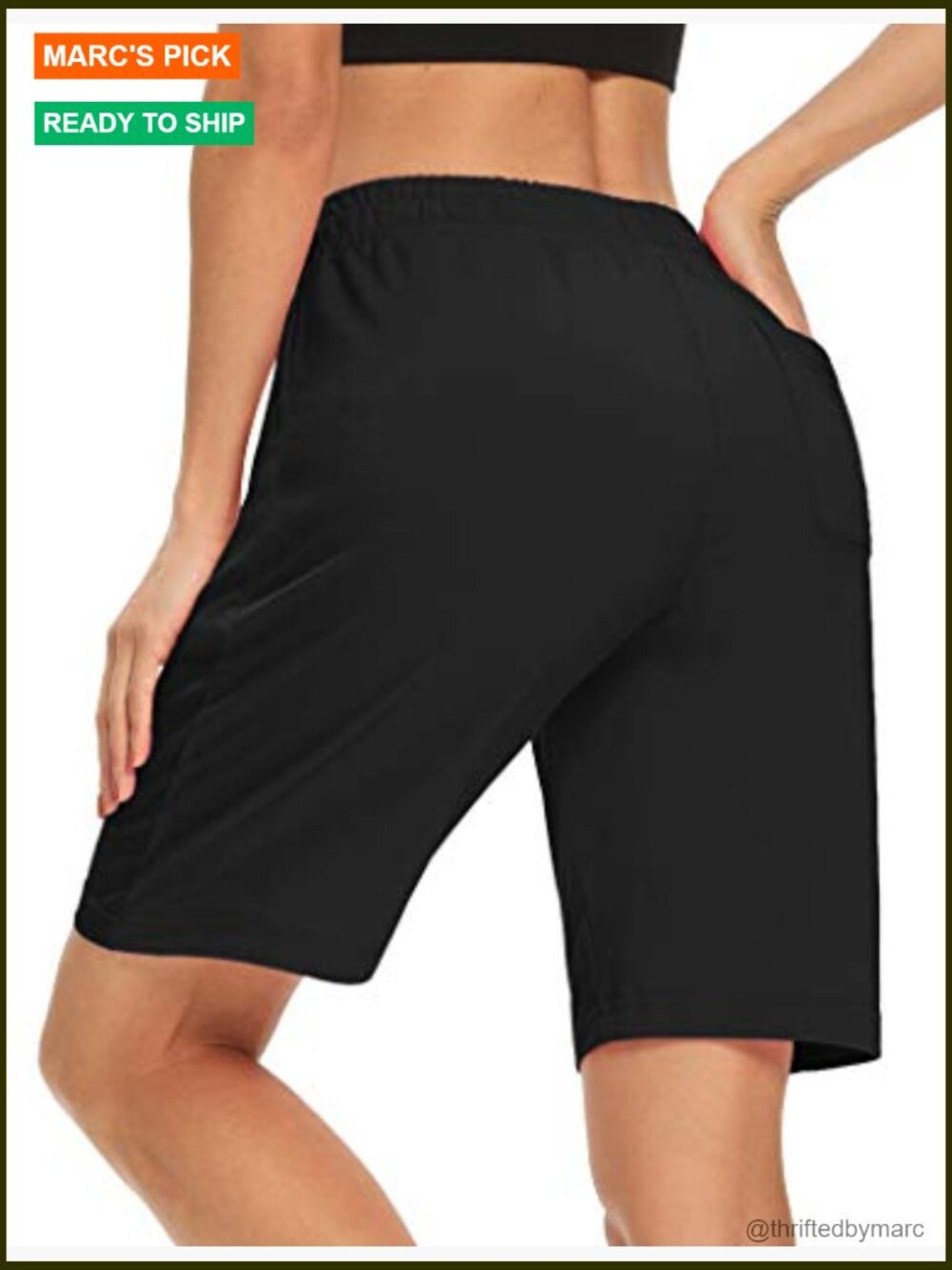 Womens Yoga Shorts Loose Comfy Drawstring Lounge Bermuda Shorts with 3 Pockets - Picture 5 of 7